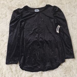 Black Sparkle Holiday Girls Long Sleeve Top By Old Navy, Sz XXL/16, Kids Glamour